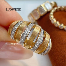 Load image into Gallery viewer, LUOWEND 18K White+Yellow Gold Fine Jewelry Real Natural Diamond Ring for Women

