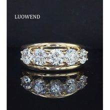 Load image into Gallery viewer, LUOWEND 18K Yellow Gold Fine Jewelry Real Natural Diamond Ring for Women
