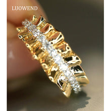 Load image into Gallery viewer, LUOWEND 18K Yellow Gold Natural Diamond Ring for Women
