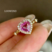 Load image into Gallery viewer, LUOWEND 18K Yellow Gold Natural Sapphire Ring for Women
