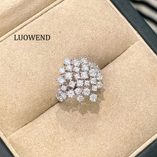 Load image into Gallery viewer, LUOWEND 18K White Gold Fine Jewelry Real Natural Diamond Ring for Women
