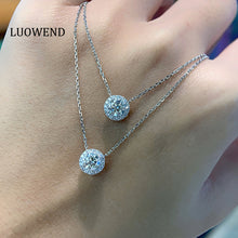 Load image into Gallery viewer, LUOWEND 18K White/Yellow Gold Natural Diamond Necklace for Women
