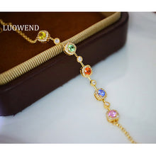 Load image into Gallery viewer, LUOWEND 18K Yellow Gold Natural Color Sapphire Bracelet for Women
