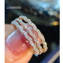 Load image into Gallery viewer, LUOWEND 18K White/Yellow/Rose Gold Natural Diamond Ring for Women
