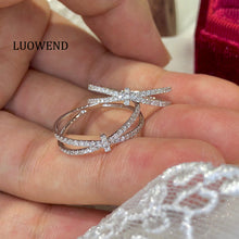 Load image into Gallery viewer, LUOWEND 18K White Gold Real Natural Diamond Ring for Women
