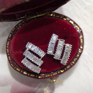 LUOWEND 18K White Gold Real Natural Diamond Stud Earrings for Women