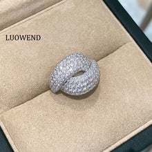 Load image into Gallery viewer, LUOWEND 18K White Gold Fine Jewelry Real Natural Diamond Ring for Women
