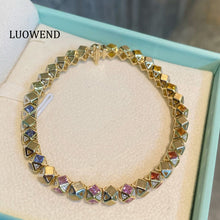 Load image into Gallery viewer, LUOWEND 18K Yellow Gold Natural Color Sapphire Bracelet for Women
