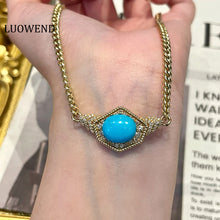 Load image into Gallery viewer, LUOWEND 18K Yellow Gold Natural Turquoise Necklace for Women
