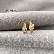 Load image into Gallery viewer, LUOWEND 18K White/Yellow Gold Natural Diamond Earrings for Women
