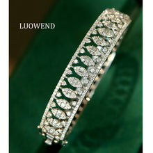 Load image into Gallery viewer, LUOWEND 18K White Gold Real Natural Diamond Bangle for Women
