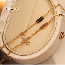 Load image into Gallery viewer, LUOWEND 18K Yellow Gold Real Natural Diamond bracelet and Anklet Chain for Women

