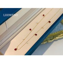 Load image into Gallery viewer, LUOWEND 18K Yellow Gold Natural Ruby Necklace for Women
