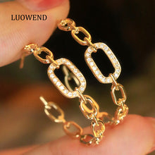 Load image into Gallery viewer, LUOWEND 18K White/Yellow Gold Real Natural Diamond Earrings for Women
