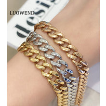 Load image into Gallery viewer, LUOWEND 18K White/Yellow/Rose Gold Bracelet for Men

