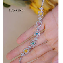 Load image into Gallery viewer, LUOWEND 18K White Gold Fine Jewelry Real Natural Color Diamond Bracelet for Women
