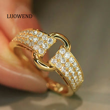 Load image into Gallery viewer, LUOWEND 18K Yellow Gold Fine Jewelry Real Natural Diamond Ring for Women
