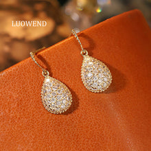 Load image into Gallery viewer, LUOWEND 18K Yellow Gold Natural Diamond Hoop Earrings for Women
