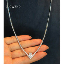 Load image into Gallery viewer, LUOWEND 18K White Gold Natural Diamond Necklace for Women
