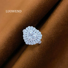 Load image into Gallery viewer, LUOWEND 18K White Gold Natural Diamond Ring for Women
