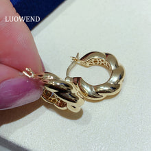 Load image into Gallery viewer, LUOWEND 18K Yellow Gold Hoop Earrings for Women
