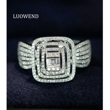 Load image into Gallery viewer, LUOWEND 18K White Gold Fine Jewelry Real Natural Diamond Ring for Women
