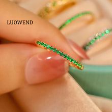 Load image into Gallery viewer, LUOWEND 18K Yellow Gold Real Natural Emerald Ring for Women
