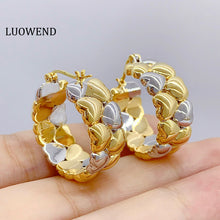 Load image into Gallery viewer, LUOWEND 18K White and Yellow Gold Hoop Earrings for Women
