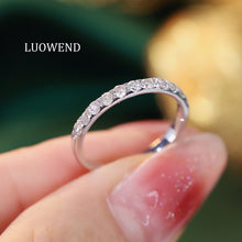 Load image into Gallery viewer, LUOWEND 18K White Gold Natural Diamond Ring for Women
