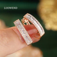 Load image into Gallery viewer, LUOWEND 18K Rose Gold Natural Diamond Earrings for Women
