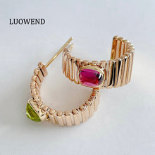 Load image into Gallery viewer, LUOWEND 18K Yellow Gold Stud Earrings for Women
