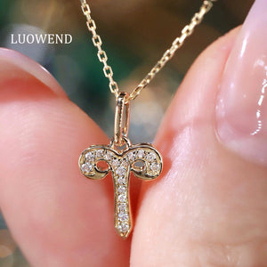 LUOWEND 18K White or Yellow Gold Natural Diamond Necklace for Women