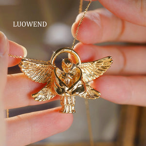 LUOWEND 18K Yellow Gold Necklace for Women