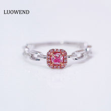 Load image into Gallery viewer, LUOWEND 18K White Gold Real Natural Pink Diamond Ring for Women
