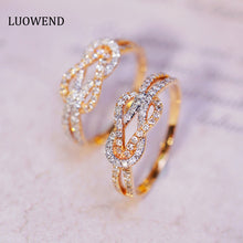 Load image into Gallery viewer, LUOWEND 18K Rose Gold Real Natural Diamond Ring for Women
