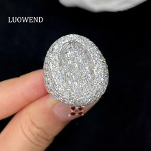 Load image into Gallery viewer, LUOWEND 18K White Gold Real Natural Diamond Ring for Women
