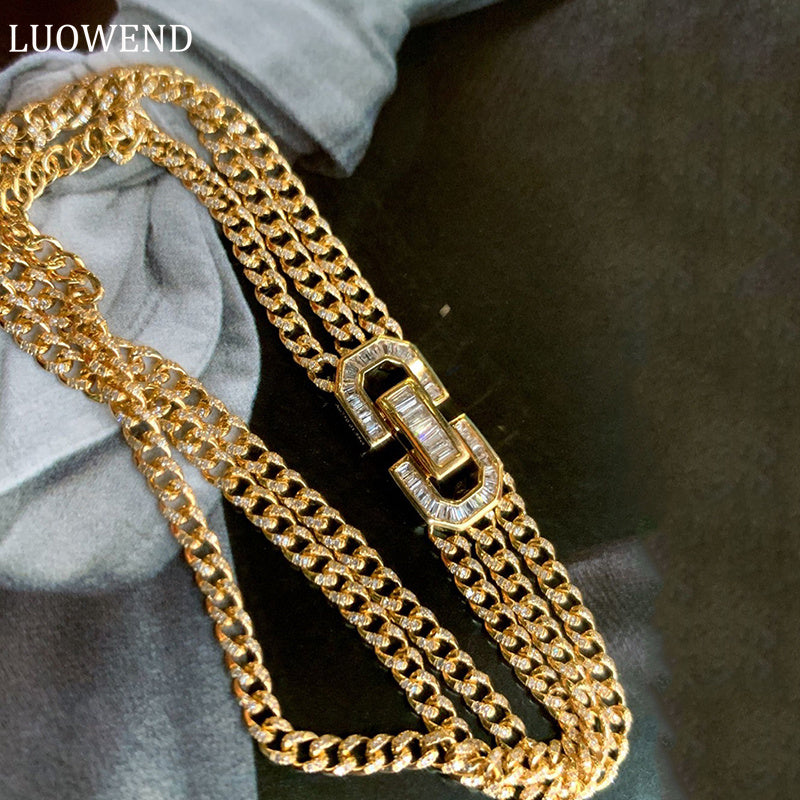LUOWEND 18K Yellow Gold Real Natural Diamond Bracelet for Women