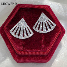 Load image into Gallery viewer, LUOWEND 18K White Gold Real Natural Diamond Stud Earrings for Women
