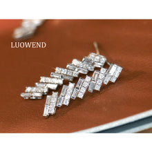 Load image into Gallery viewer, LUOWEND 18K White Gold Natural Diamond Earrings for Women
