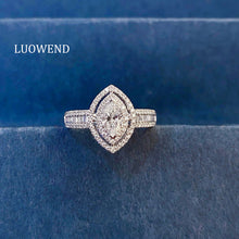 Load image into Gallery viewer, LUOWEND 18K White Gold Natural Diamond Ring for Women
