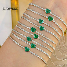 Load image into Gallery viewer, LUOWEND 18K White Gold Fine Jewelry Natural Emerald Bracelet for Women
