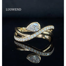 Load image into Gallery viewer, LUOWEND 18K Yellow Gold Fine Jewelry Real Natural Diamond Ring for Women
