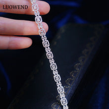 Load image into Gallery viewer, LUOWEND 18K White Gold Real Natural Diamond Bracelet for Women

