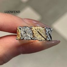 Load image into Gallery viewer, LUOWEND 18K White+Yellow Gold Natural Diamond Ring for Women
