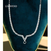 Load image into Gallery viewer, LUOWEND 18K White Gold Fine Jewelry Real Natural Diamond Necklace for Women
