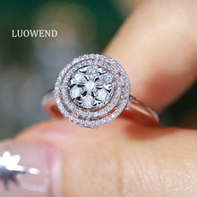 Load image into Gallery viewer, LUOWEND 18K White Gold Natural Diamond Ring for Women
