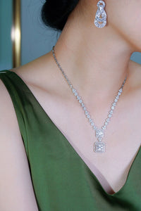 LUOWEND 18K White Gold Real Natural Diamond Necklace for Women
