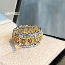 Load image into Gallery viewer, LUOWEND 18K Yellow Gold Natural Color Sapphire Ring for Women
