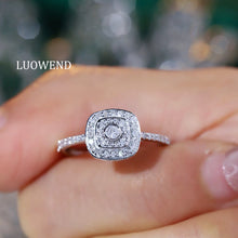 Load image into Gallery viewer, LUOWEND 18K White Gold Natural Diamond Ring for Women
