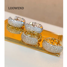 Load image into Gallery viewer, LUOWEND 18K White/Yellow Gold Fine Jewelry Real Natural Diamond Earrings for Women
